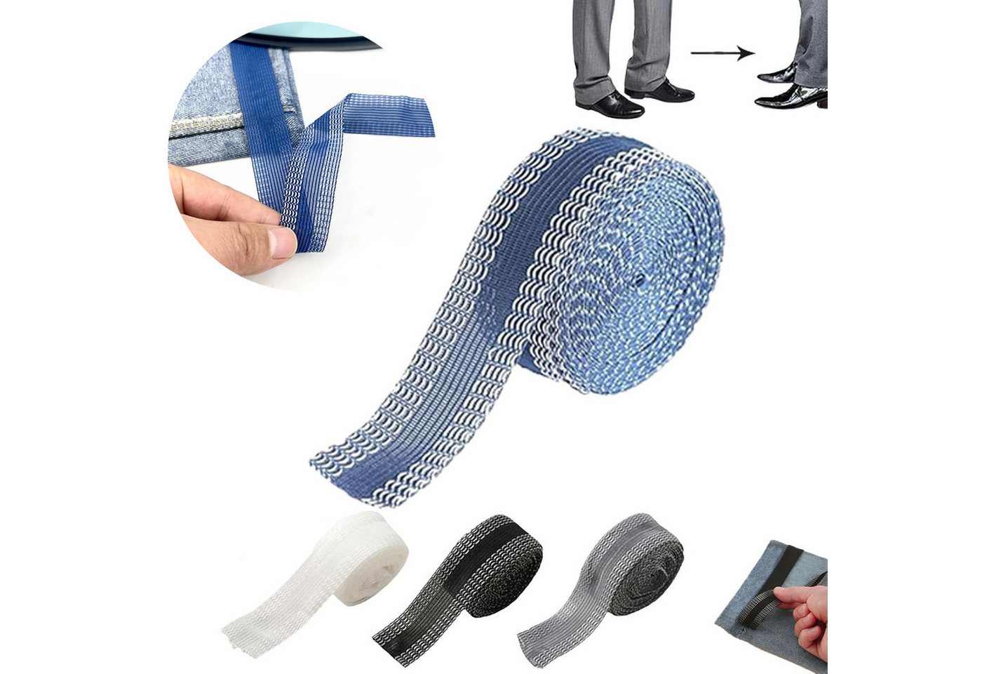 HAUSS SPOLE Naht-/Verstärkungsband 4er-set Saumfixierer Saumband Hosen Saum Fixierer ohne Nähen, Saum tape, (25 mm Breit Nahtband ohne Nähen Bügelband, 4-St., 5m Edge Shorten Hosenmundpaste), für Kleidung Vorhang Anzug-Jeanshose Rock usw. Bild 3