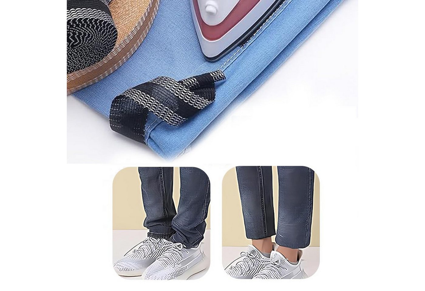 HAUSS SPOLE Naht-/Verstärkungsband 4er-set Saumfixierer Saumband Hosen Saum Fixierer ohne Nähen, Saum tape, (25 mm Breit Nahtband ohne Nähen Bügelband, 4-St., 5m Edge Shorten Hosenmundpaste), für Kleidung Vorhang Anzug-Jeanshose Rock usw. Bild 5