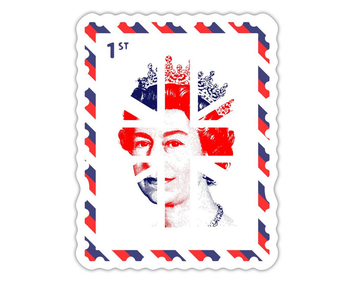 Spreadshirt Aufkleber Queen Elizabeth Union Jack UK Briefmarke Flagge Königin Sticker Aufkle
