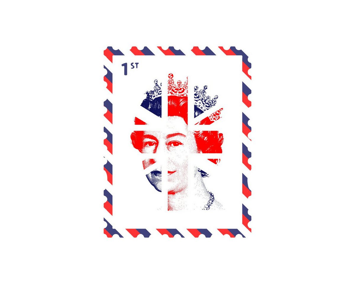 Spreadshirt Aufkleber Queen Elizabeth Union Jack UK Briefmarke Flagge Königin Sticker Aufkle Bild 3