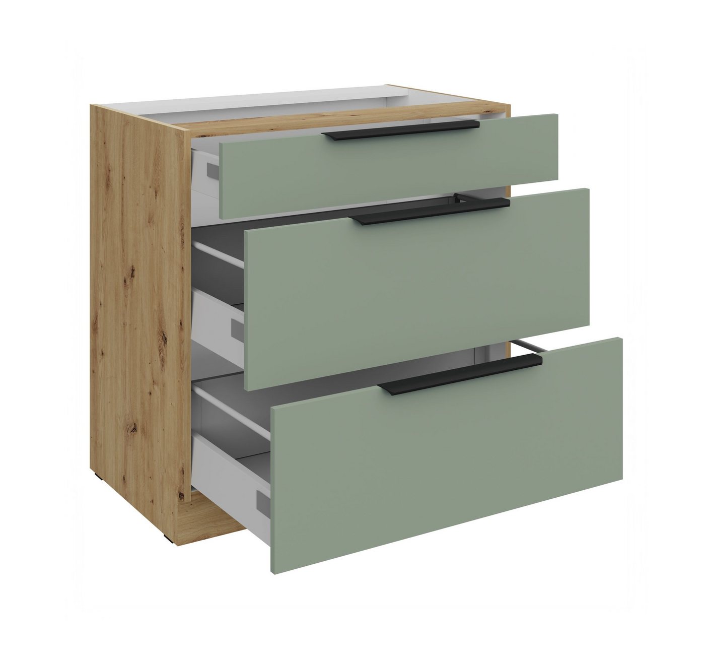 Küchen-Preisbombe Auszugsunterschrank 80 cm Küche ARIA Aquamarin ultra matt Anti Fingerprint Küchenzeile Bild 5