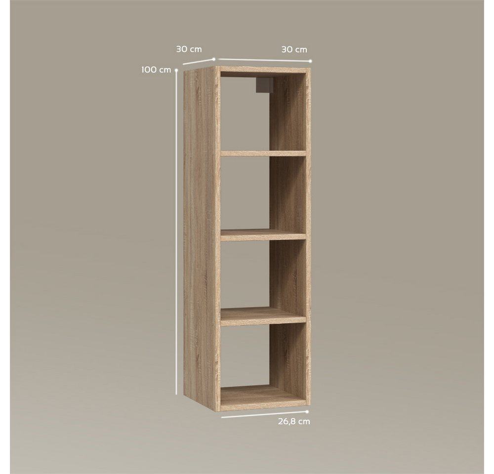 Livinity® Bücherregal Piave, Sonoma, 30 x 100 cm mit 4 offene Ablagen, 1-tlg. Bild 4