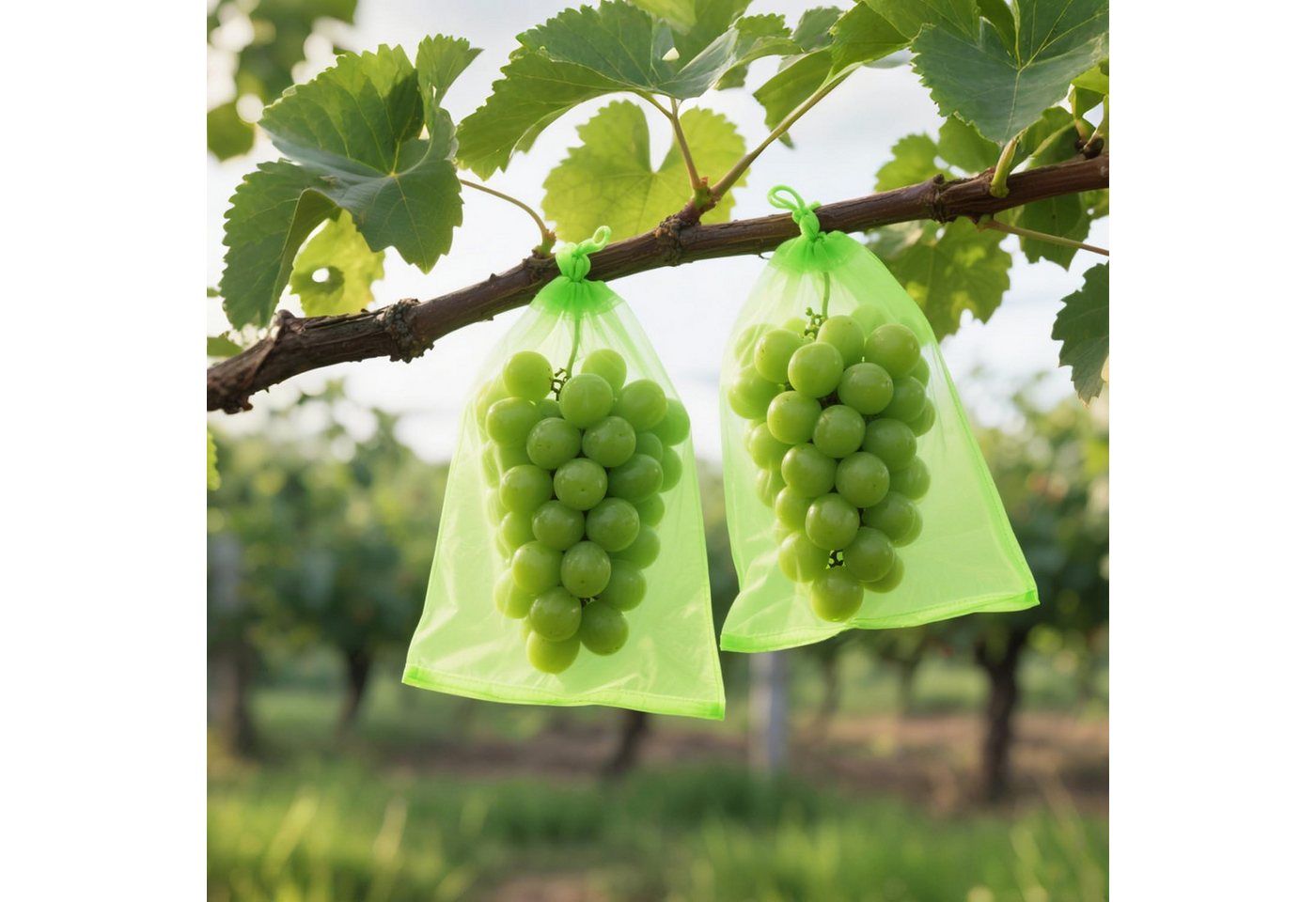 FELIXLEO Pflanzenschutzdach 100er Traubenschutzbeutel 20x30cm, Organza Obstnetze mit Zugband