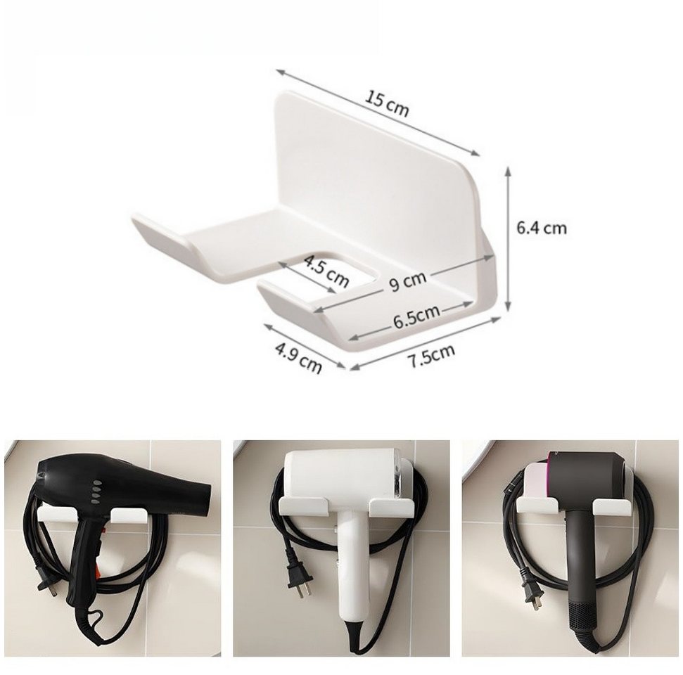 FOUORTUNATE-BEE Wandhalter Föhnhalter ohne Bohren Wandhalter Bad Organizer selbstklebend, Haartrockner Halter Bad Wand Küche Hotel Aufbewahrung Bild 2