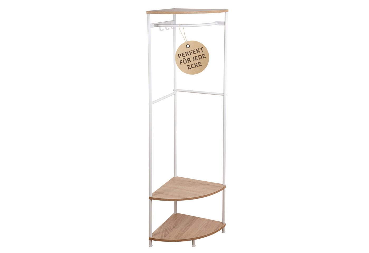 ONVAYA Eckregal mit Kleiderstange - Freistehende Garderobe -Flurgarderobe Bild 5