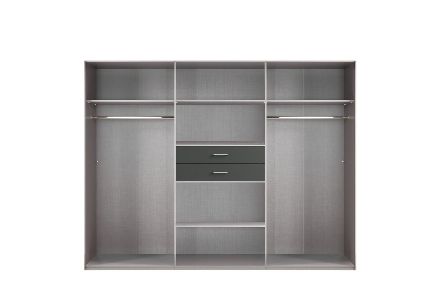 luma-home Drehtürenschrank 22595 (Kleiderschrank mit 2 Spiegeln und 2 Schubkästen) B270/H208/T58 cm, in Weiß mit Absetzungen in Eiche Dekor Bild 2