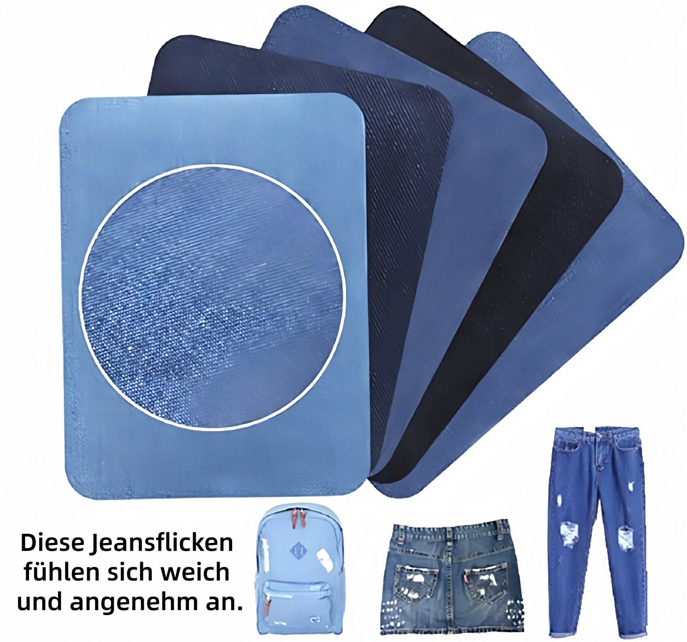 FOUORTUNATE-BEE Aufnäher 25er-Set Jeansflicken zum Aufbügeln für Kleidung und Taschen, (25-tlg), Baumwoll-Jeanspatches zum Reparieren von Hosen und Jacken Bild 2