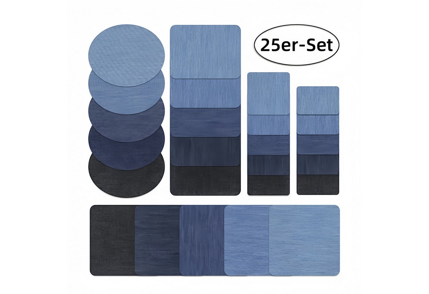 FOUORTUNATE-BEE Aufnäher 25er-Set Jeansflicken zum Aufbügeln für Kleidung und Taschen, (25-tlg), Baumwoll-Jeanspatches zum Reparieren von Hosen und Jacken Bild 5