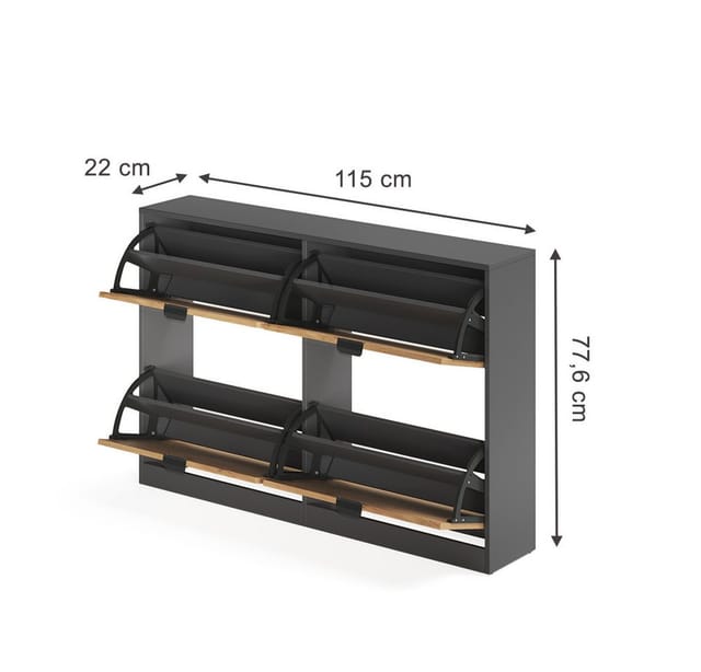 Vicco Schuhkipper Gizmo, Goldkraft Eiche/Anthrazit, 115 x 77.6 cm mit 2x2 Fächern (1 St)