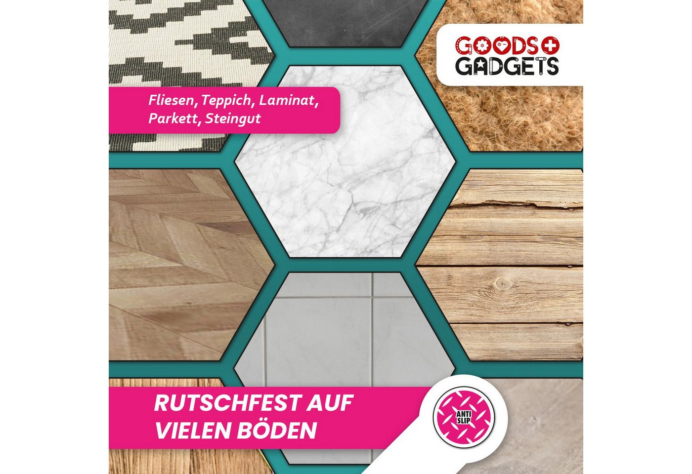Goods+Gadgets Türstopper DIMONO Türstopper Edelstahl – Türhalter mit Gummiring 4er Set (Türhalter mit Gummi Ring, 8 St., 11x6cm & 7x6 cm), 1,2kg Bild 3