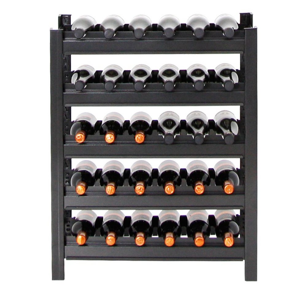 PROREGAL® Weinregal TOSKANA aus Metall HxBxT 75x60x30cm 30 Flaschen auf 5 Ebenen Schwarz, Stabiles Weinregal Flaschenhalter Flaschen Regal Getränkeregal