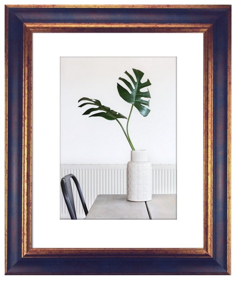 myposterframe Einzelrahmen Dysnomia Barock Farbig Bilderrahmen, (1 Stück), 40x50 cm, Blau Gold, Echtholz