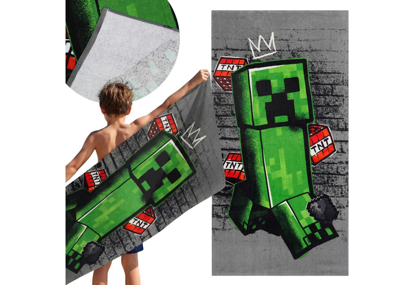 Minecraft Badetücher Minecraft-Strandtuch, Badetuch 100 % Baumwolle, 70 x 140 cm Bild 3