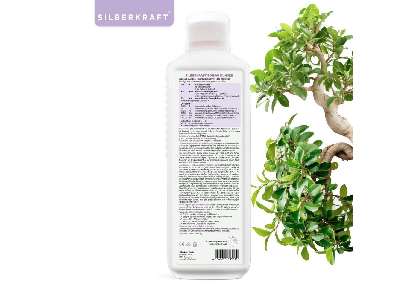 Silberkraft Pflanzendünger Bonsai Dünger für alle Arten von Bonsais, 1-St., Mineralischer NPK Flüssigdünger mit Stickstoff, Dünger für Bonsai Bild 2