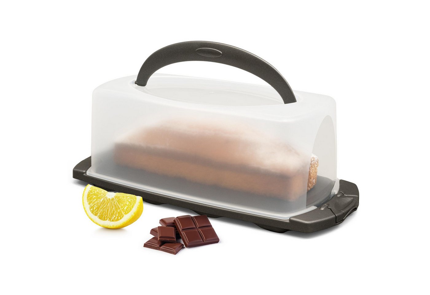 Hausfelder Kuchentransportbox Kuchentransportbox rechteckig (Kastenkuchen), (Set, 1-tlg., 1 Box), mit Klick-Verschlüssen, spülmaschinenfest, BPA-frei Bild 2