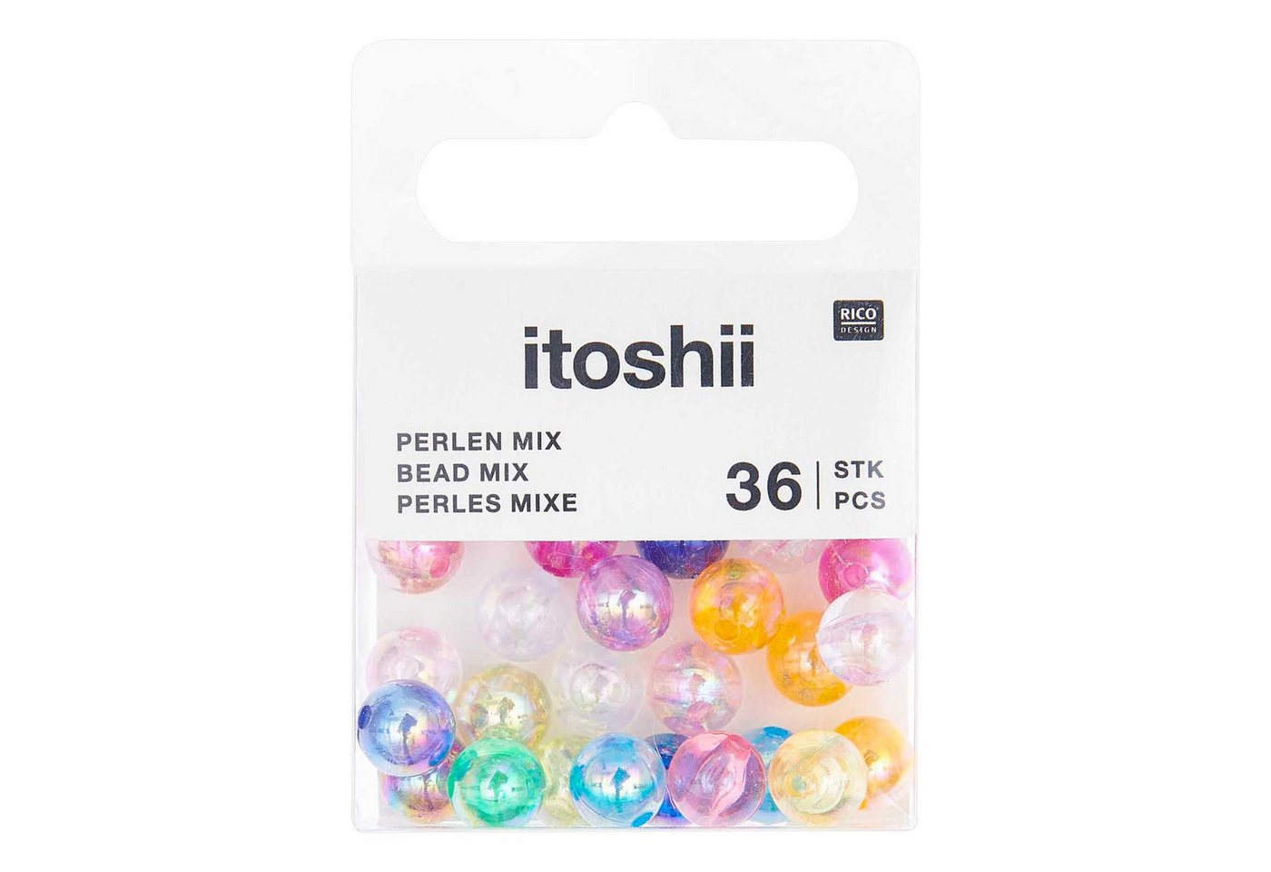 Rico Design Bastelperlen itoshii Regenbogen Holographisch, Perlen Set