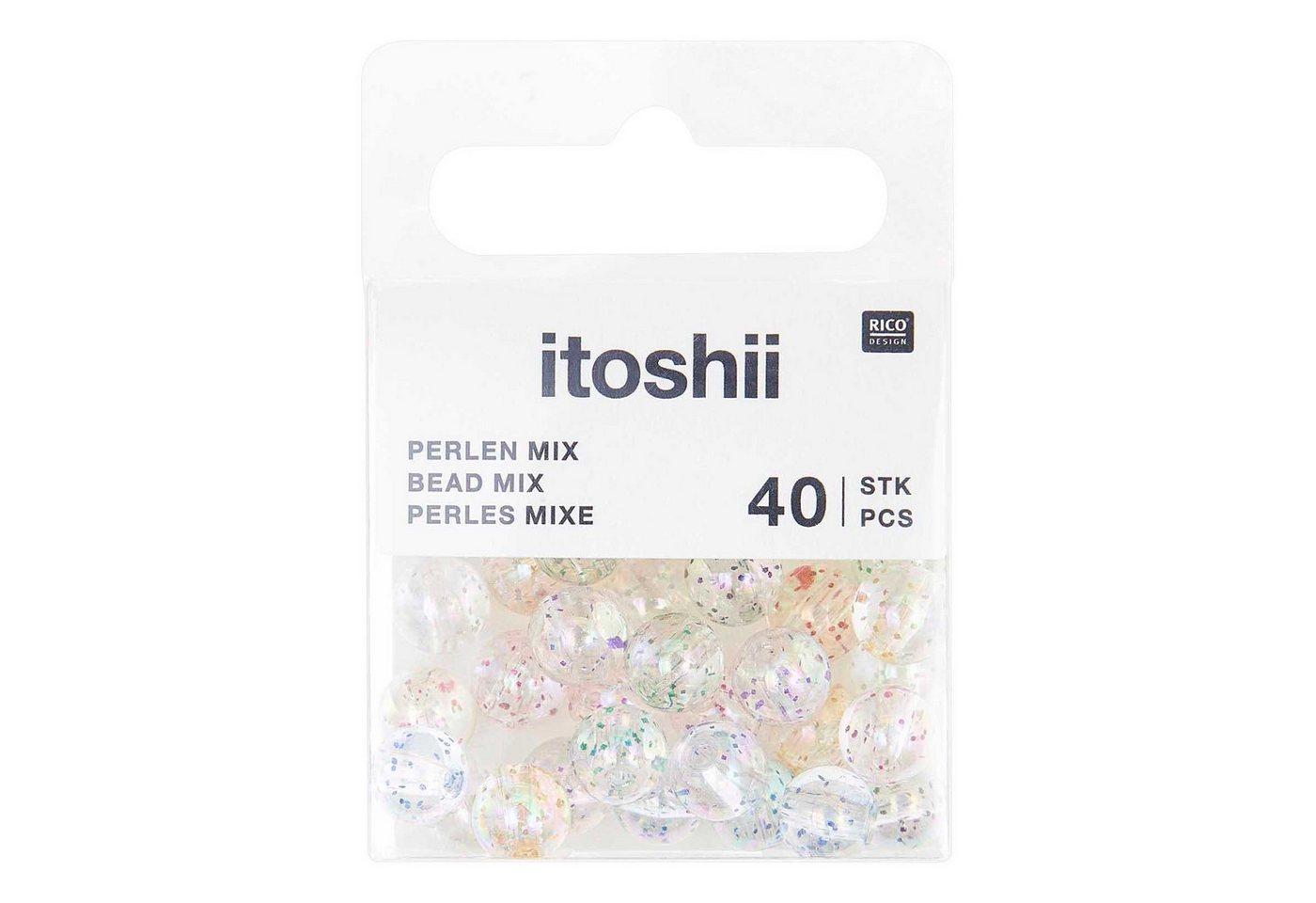 Rico Design Bastelperlen itoshii Glitzer Holographisch, Perlen Set