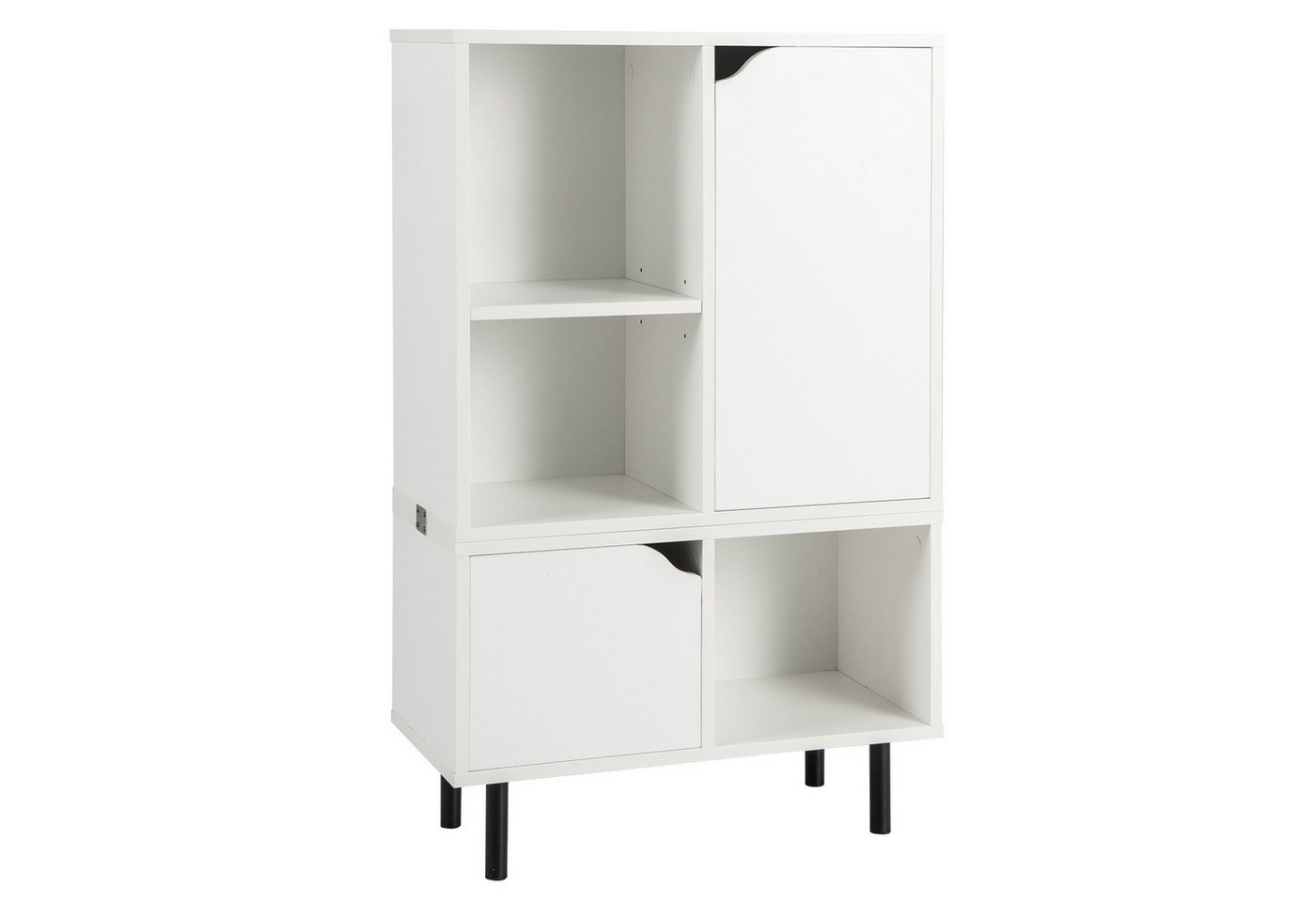 KOMFOTTEU Bücherregal stapelbar, mit 5 Fächern & 2 Türen & Kippschutz Bild 2