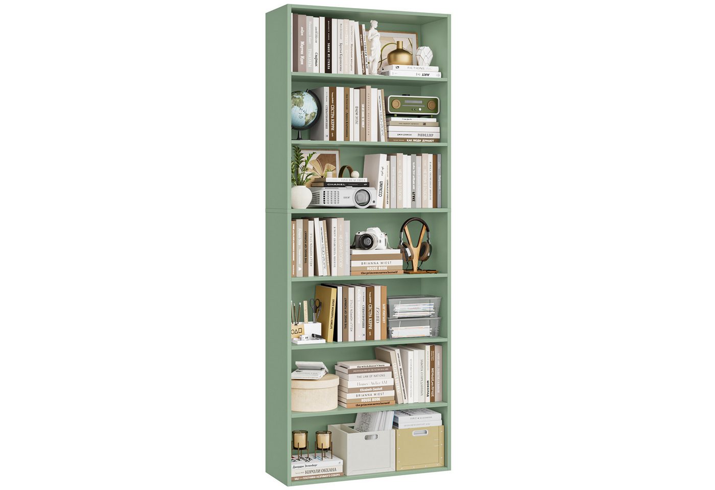 Homfa Bücherregal, 210cm Standregal, Bücherschrank mit 7 Fächern, grün Bild 3