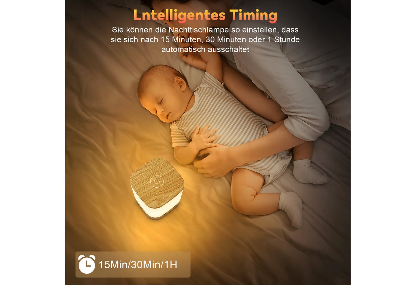 ZMH LED Tischleuchte mit 3 Farbtemperatur Nachttischlampe Akku 3600mAH USB Aufladbar Flur, Augenschutz, Einfache Installtion, LED fest integriert, 3000-6500K, mit 3 Farbtemperatur&Timing Funktion Nachttischlampe für Schlafzimmer Bild 3