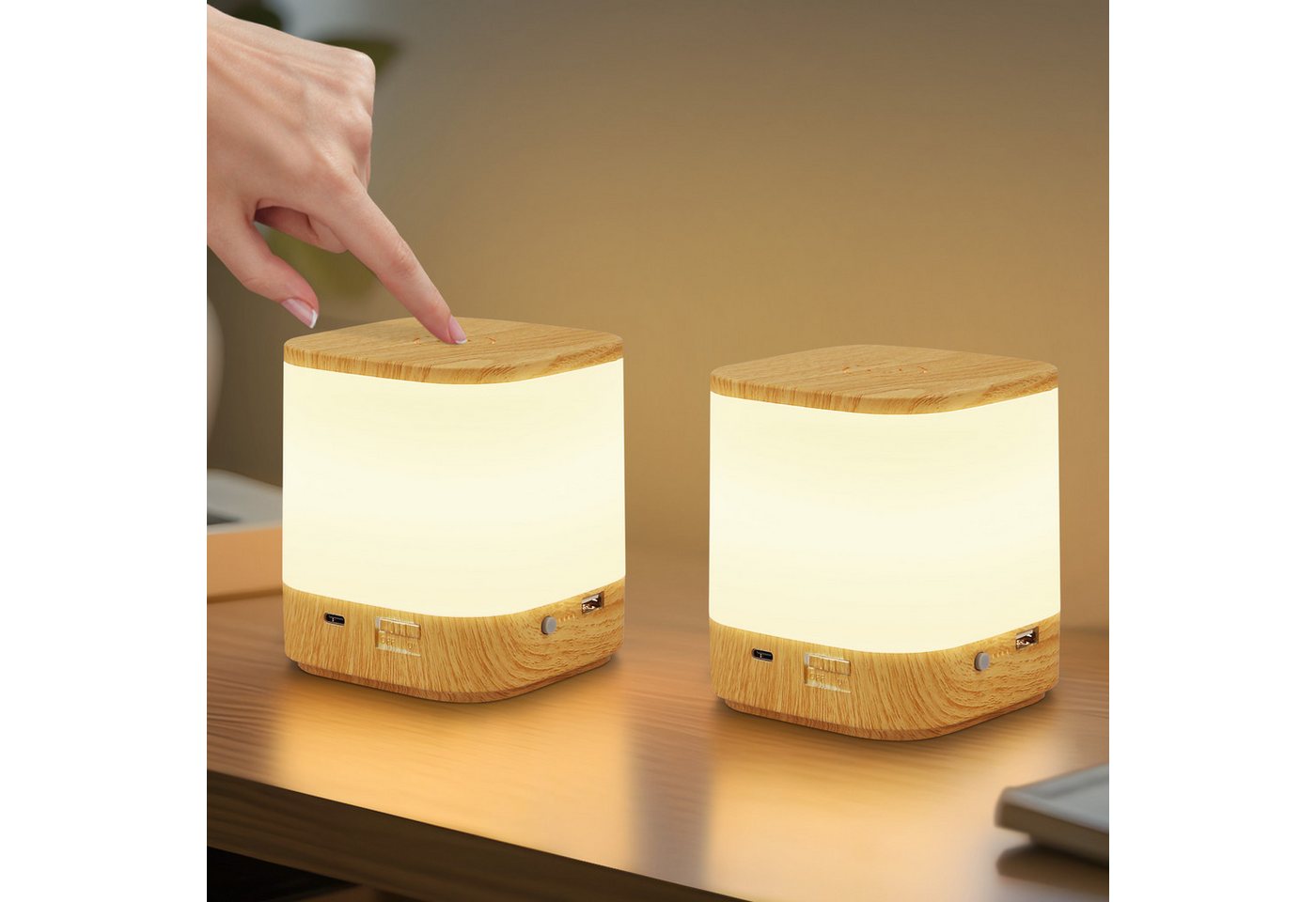 ZMH LED Tischleuchte mit 3 Farbtemperatur Nachttischlampe Akku 3600mAH USB Aufladbar Flur, Augenschutz, Einfache Installtion, LED fest integriert, 3000-6500K, mit 3 Farbtemperatur&Timing Funktion Nachttischlampe für Schlafzimmer Bild 4