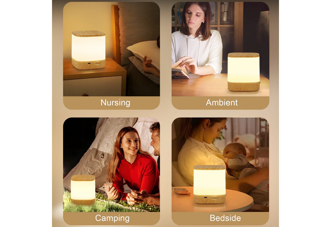 ZMH LED Tischleuchte mit 3 Farbtemperatur Nachttischlampe Akku 3600mAH USB Aufladbar Flur, Augenschutz, Einfache Installtion, LED fest integriert, 3000-6500K, mit 3 Farbtemperatur&Timing Funktion Nachttischlampe für Schlafzimmer Bild 5