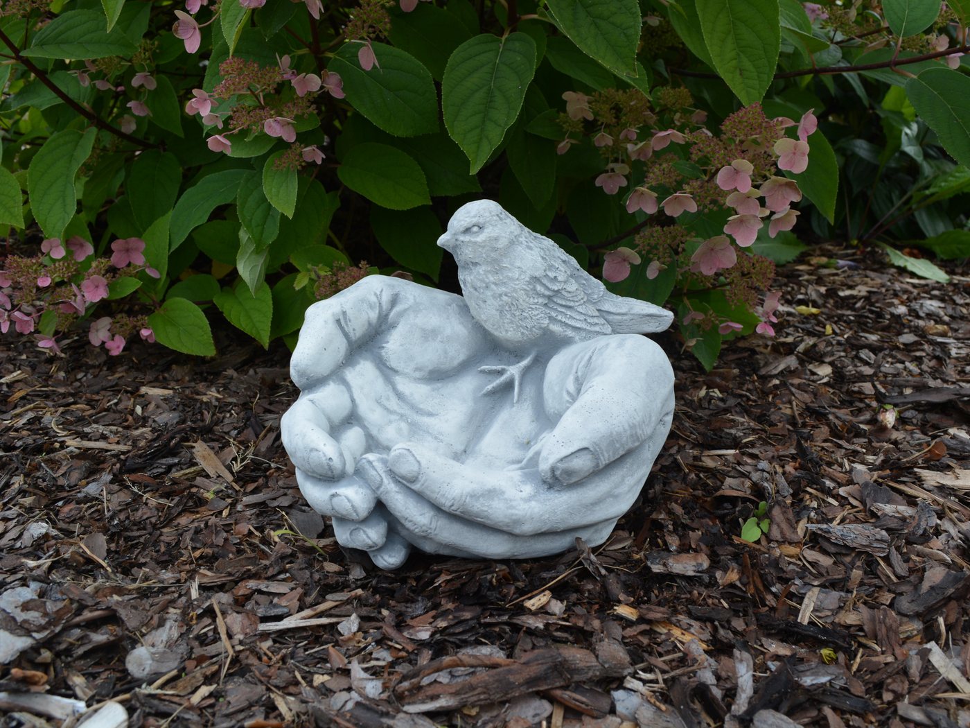 gartendekoparadies.de Gartenfigur Vogel-Trinkschale Hand, Steinfigur, H. 18 cm, 6 kg, Frostsicher Bild 5