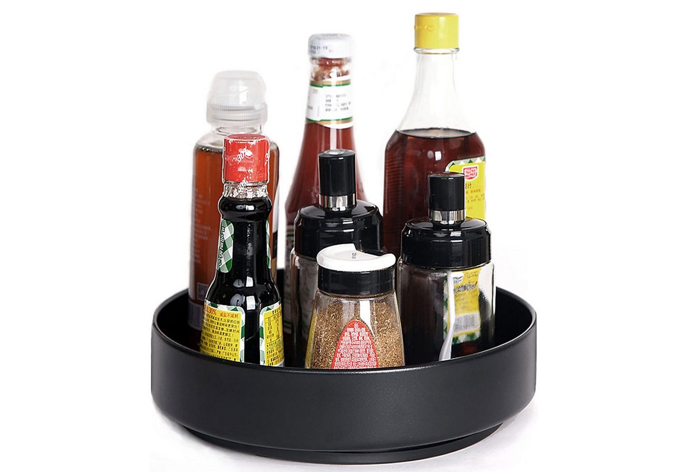 HAUSS SPOLE Gewürzregal Lazy Drehteller Gewürzregal, Multifunktions Drehtablett Organizer, 360-Grad-Drehung, Für Küche, Bad, Arbeitsplatte, Abstellraum, Kühlschränken,aus Stahl