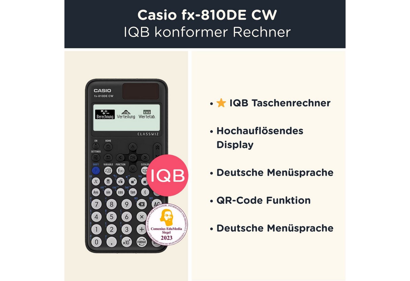 CASIO Taschenrechner fx-810DE CW ClassWiz inkl. WYNGS Schutztasche Rot Bild 2