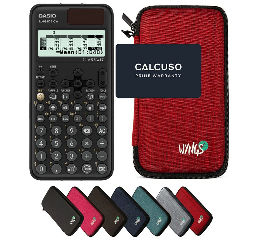 CASIO Taschenrechner fx-991DE CW ClassWiz inkl. WYNGS Schutztasche Rot Bild 5