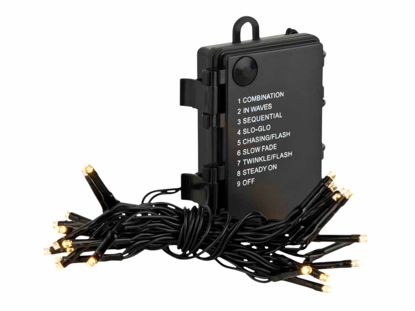 Linder Exclusiv GmbH LED-Lichterkette, Batterie 24 LED Kabel schwarz special warmweiß 1,7m 8 Modi Timer
