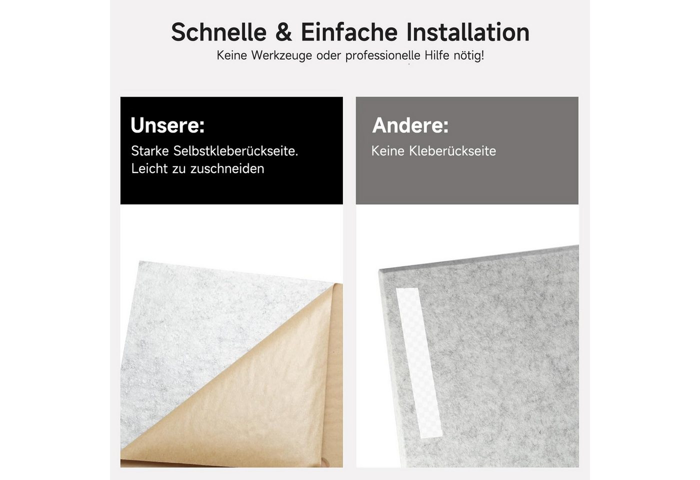 OSTWOLKE Akustikplatte Selbstklebend Schallabsorber Schallschutzplatten 30 x 30 x 0,9cm, (12-St), für Studio, Büro, Akustische Behandlung & Wanddekoration Bild 2