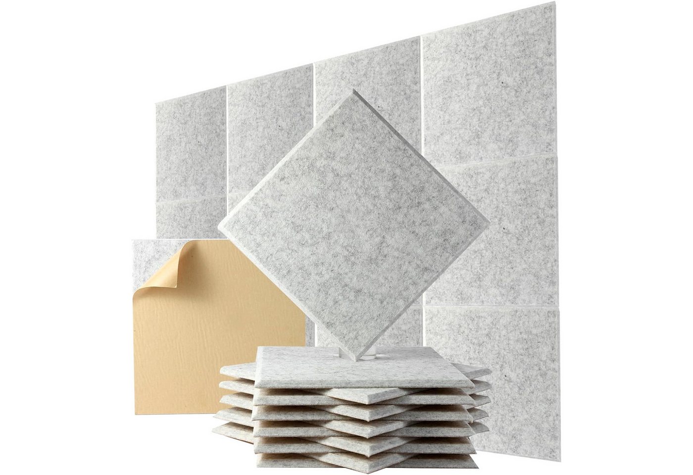 OSTWOLKE Akustikplatte Selbstklebend Schallabsorber Schallschutzplatten 30 x 30 x 0,9cm, (12-St), für Studio, Büro, Akustische Behandlung & Wanddekoration Bild 4
