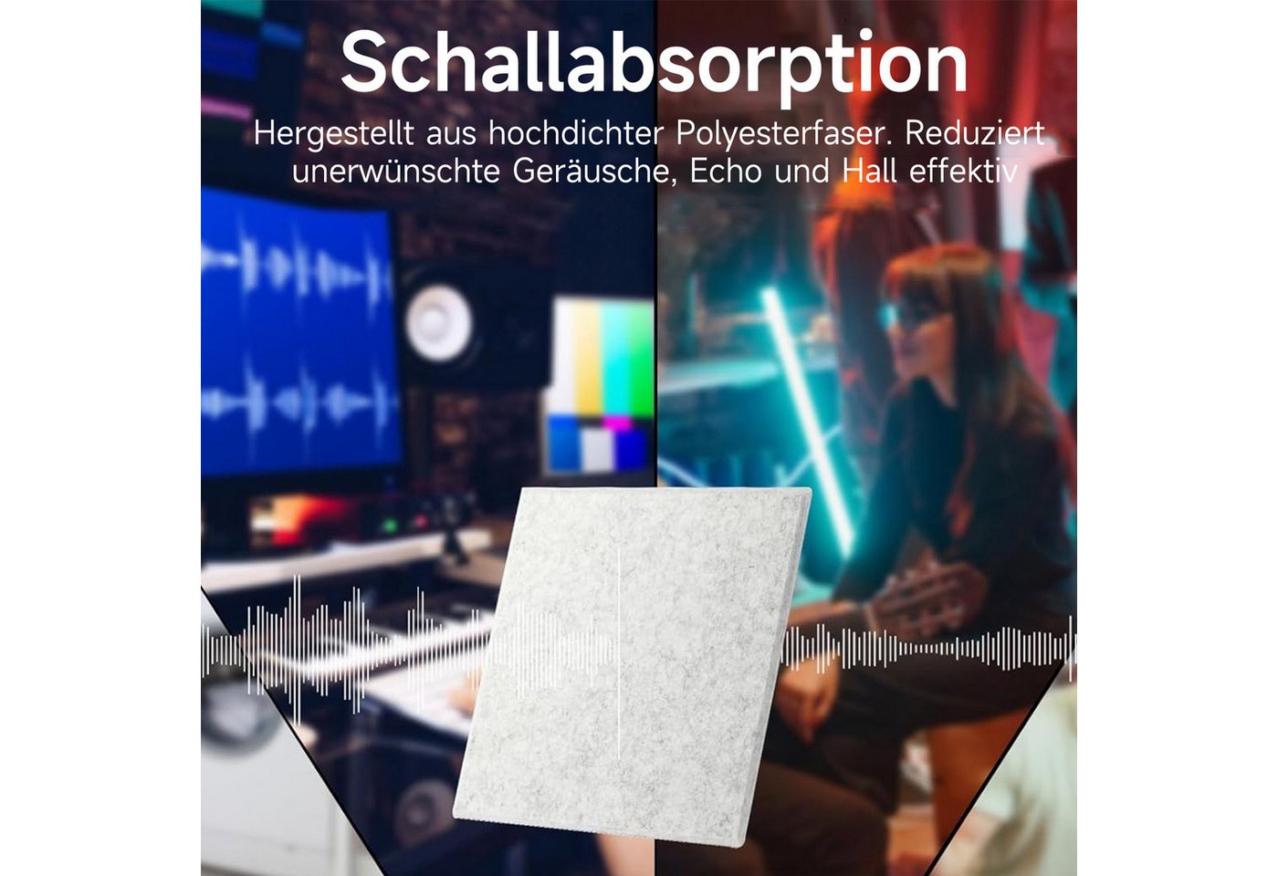 OSTWOLKE Akustikplatte Selbstklebend Schallabsorber Schallschutzplatten 30 x 30 x 0,9cm, (12-St), für Studio, Büro, Akustische Behandlung & Wanddekoration Bild 5