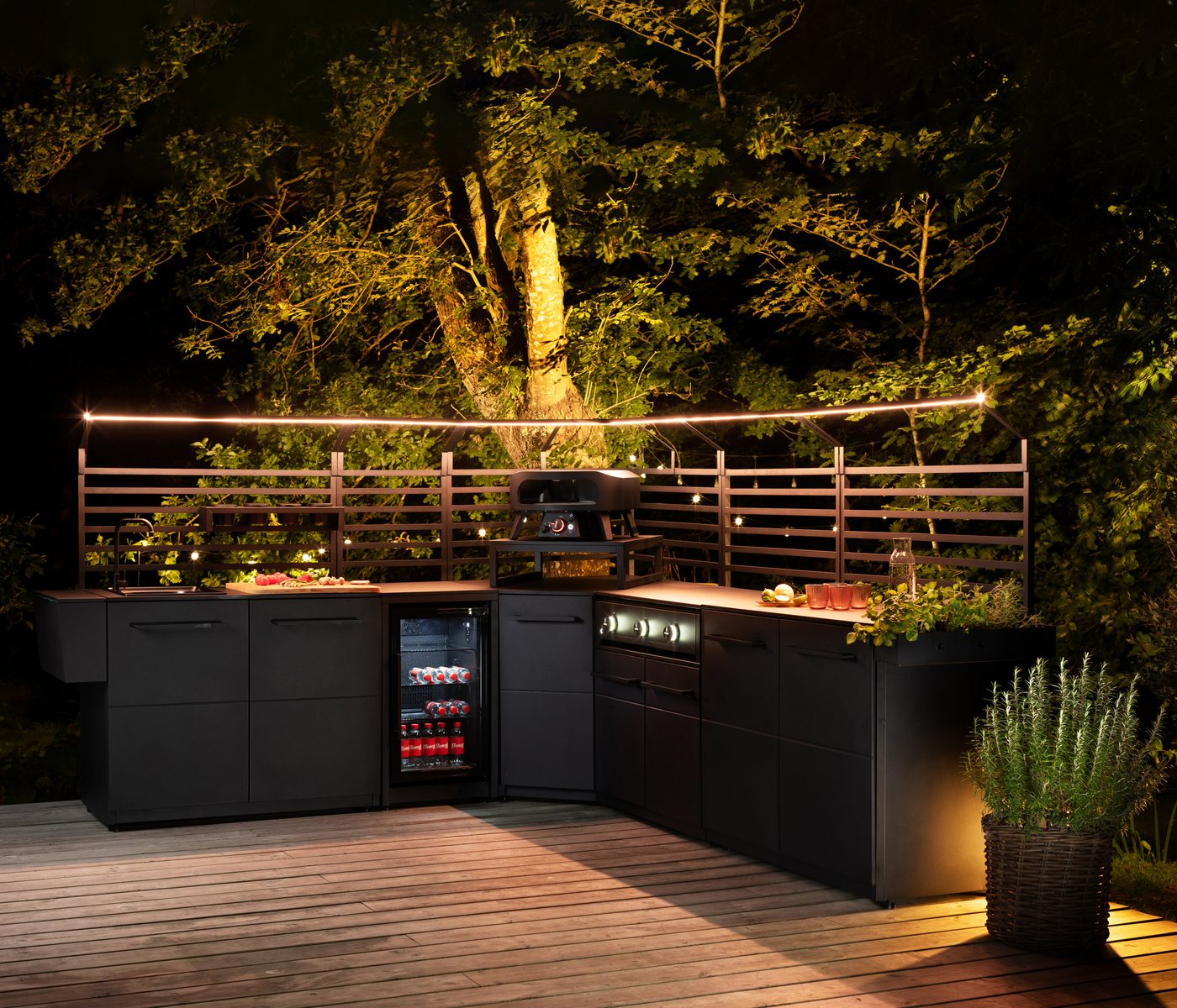 COZZE Outdoor-Küche Eckmodul Elements, mit HPL Platte, 90 x 90 x 90 cm, Stahl, schwarz, flexibel erweiterbares Modul der Cozze® Outdoor-Küche Bild 3
