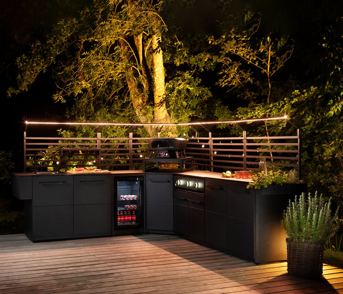 COZZE Outdoor-Küche Türmodul Elements, mit HPL Platte, 110 x 60 x 90 cm, Stahl, schwarz, flexibel erweiterbares Modul der Cozze® Outdoor-Küche