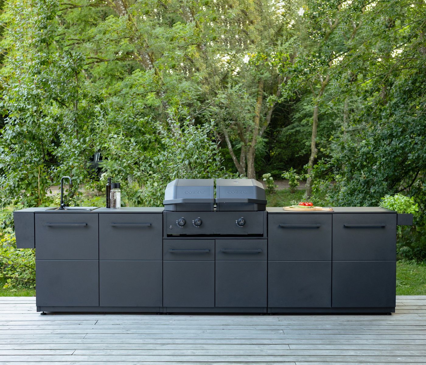 COZZE Outdoor-Küche Türmodul Elements, mit HPL Platte, 110 x 60 x 90 cm, Stahl, schwarz, flexibel erweiterbares Modul der Cozze® Outdoor-Küche Bild 2