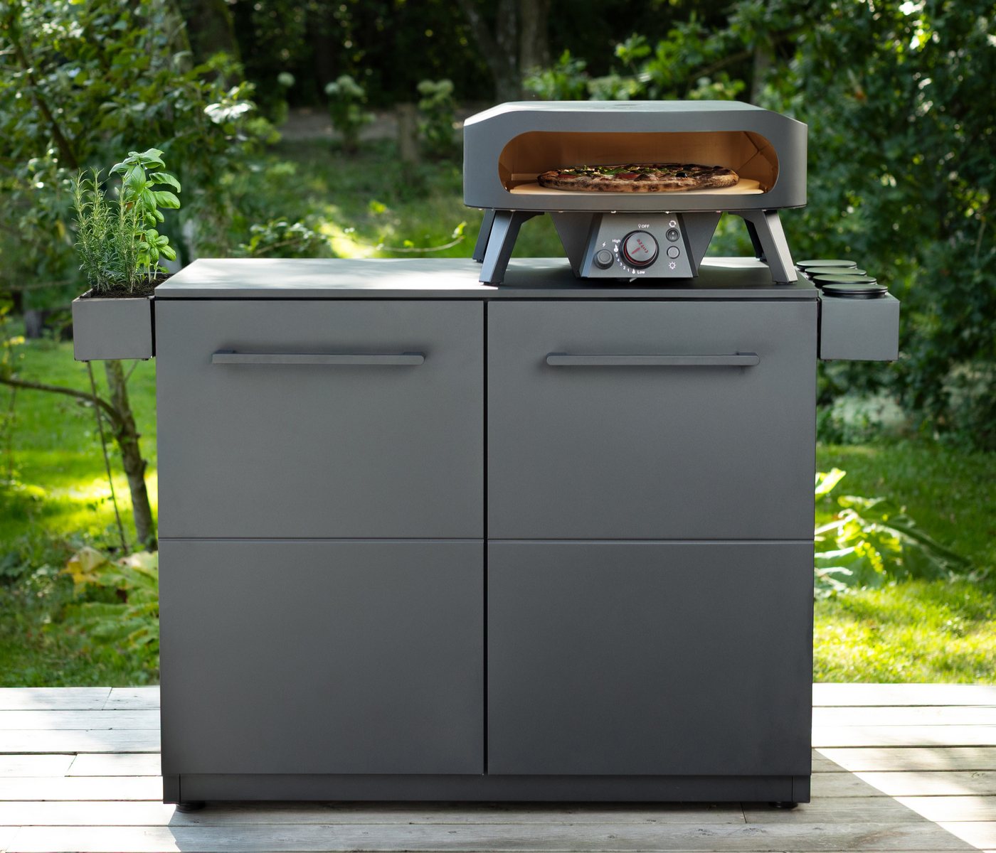 COZZE Outdoor-Küche Türmodul Elements, mit HPL Platte, 110 x 60 x 90 cm, Stahl, schwarz, flexibel erweiterbares Modul der Cozze® Outdoor-Küche Bild 3