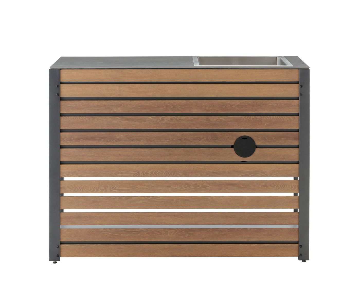 Dehner Outdoor-Küche Loop Spülschrank, Außenspüle, 110 x 60 x 91.5 cm, Stahl / Stein, hochwertiger Outdoor Schrank mit Steinplatte Bild 2