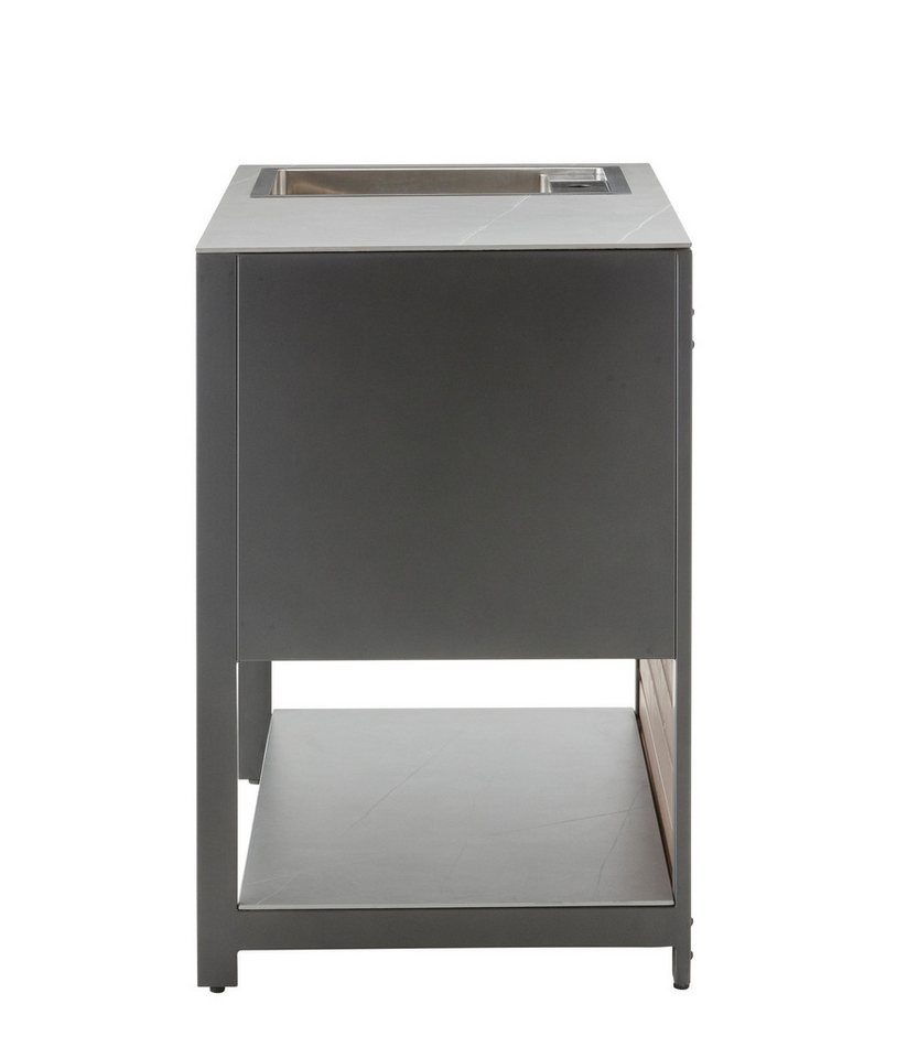 Dehner Outdoor-Küche Loop Spülschrank, Außenspüle, 110 x 60 x 91.5 cm, Stahl / Stein, hochwertiger Outdoor Schrank mit Steinplatte Bild 3