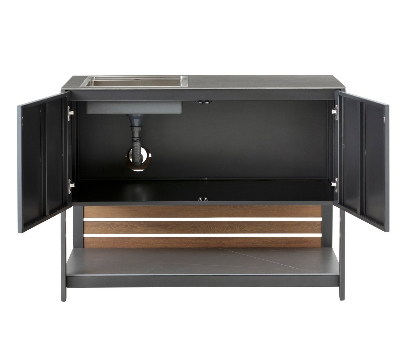 Dehner Outdoor-Küche Loop Spülschrank, Außenspüle, 110 x 60 x 91.5 cm, Stahl / Stein, hochwertiger Outdoor Schrank mit Steinplatte Bild 4