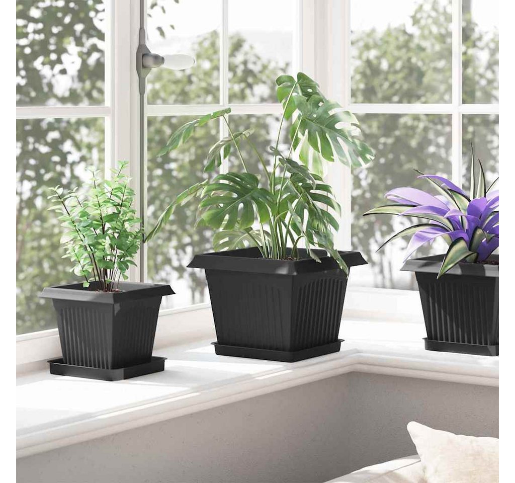 vidaXL Blumentopf Quadratisches Blumentablett 6 stk. Schwarz 18 x 18 x 2 cm (6 St) Bild 3