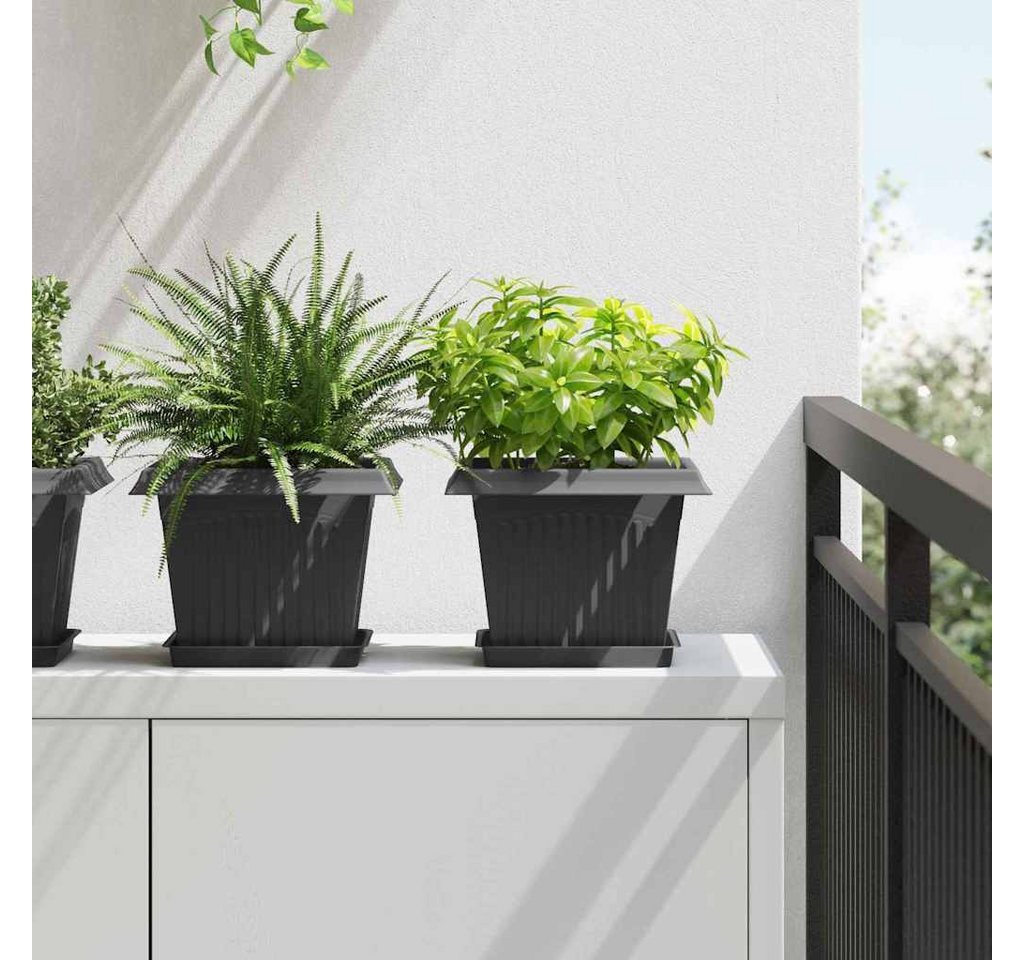 vidaXL Blumentopf Quadratisches Blumentablett 6 stk. Schwarz 18 x 18 x 2 cm (6 St) Bild 4