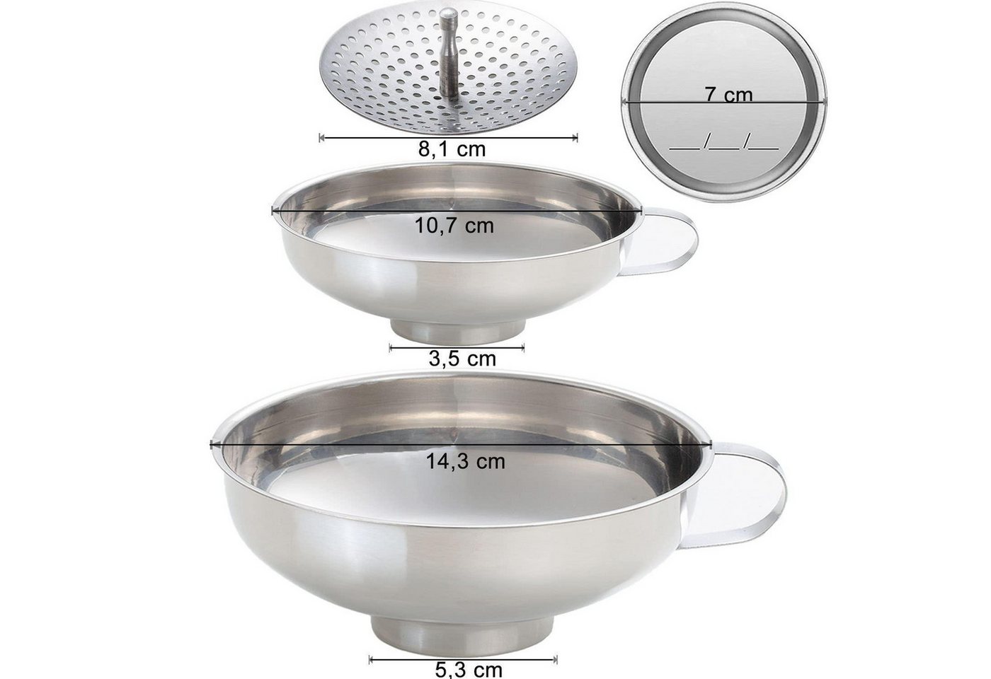 LuxusKollektion Trichter Einmachtrichter Edelstahl Sieb Weithals Set klein groß Bild 2
