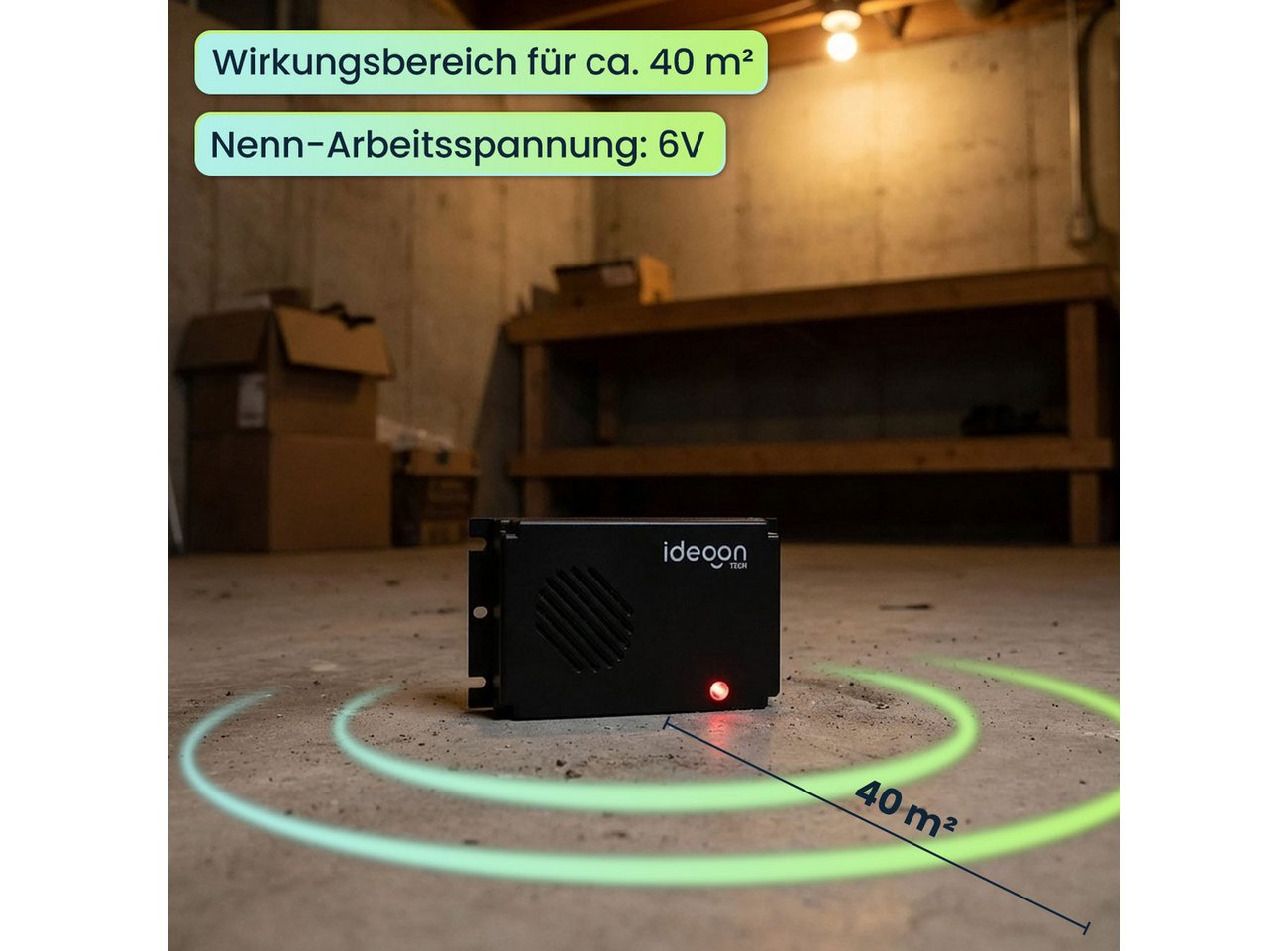 shop'n smile ideoon Ultraschall-Tierabwehr Marderschreck Auto Ultraschall – Batteriebetrieben & Hitzebeständig, 2-tlg., Marder-Vertreiber: Wirkungsbereich für ca. 40 m² Bild 4