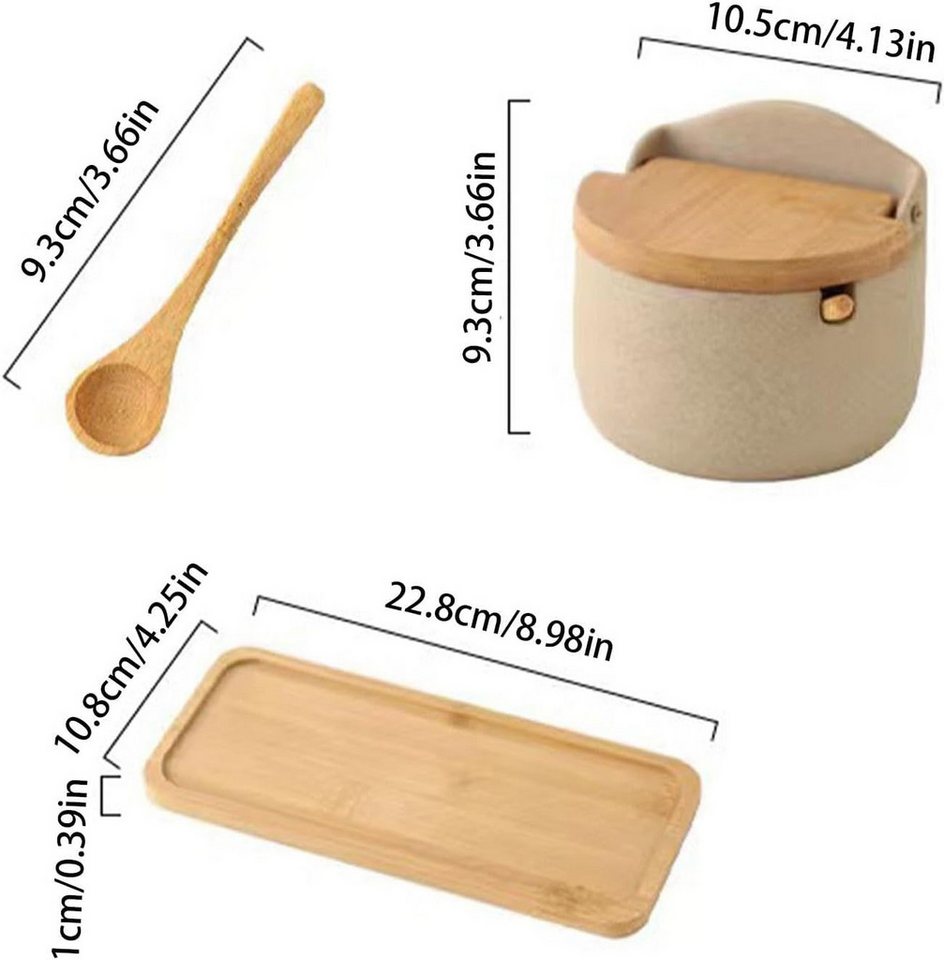 FELIXLEO Chilimühle 2er-Set Keramik Salzdosen mit Holzlöffel für Küche und Camping, (1 Stück) Bild 2
