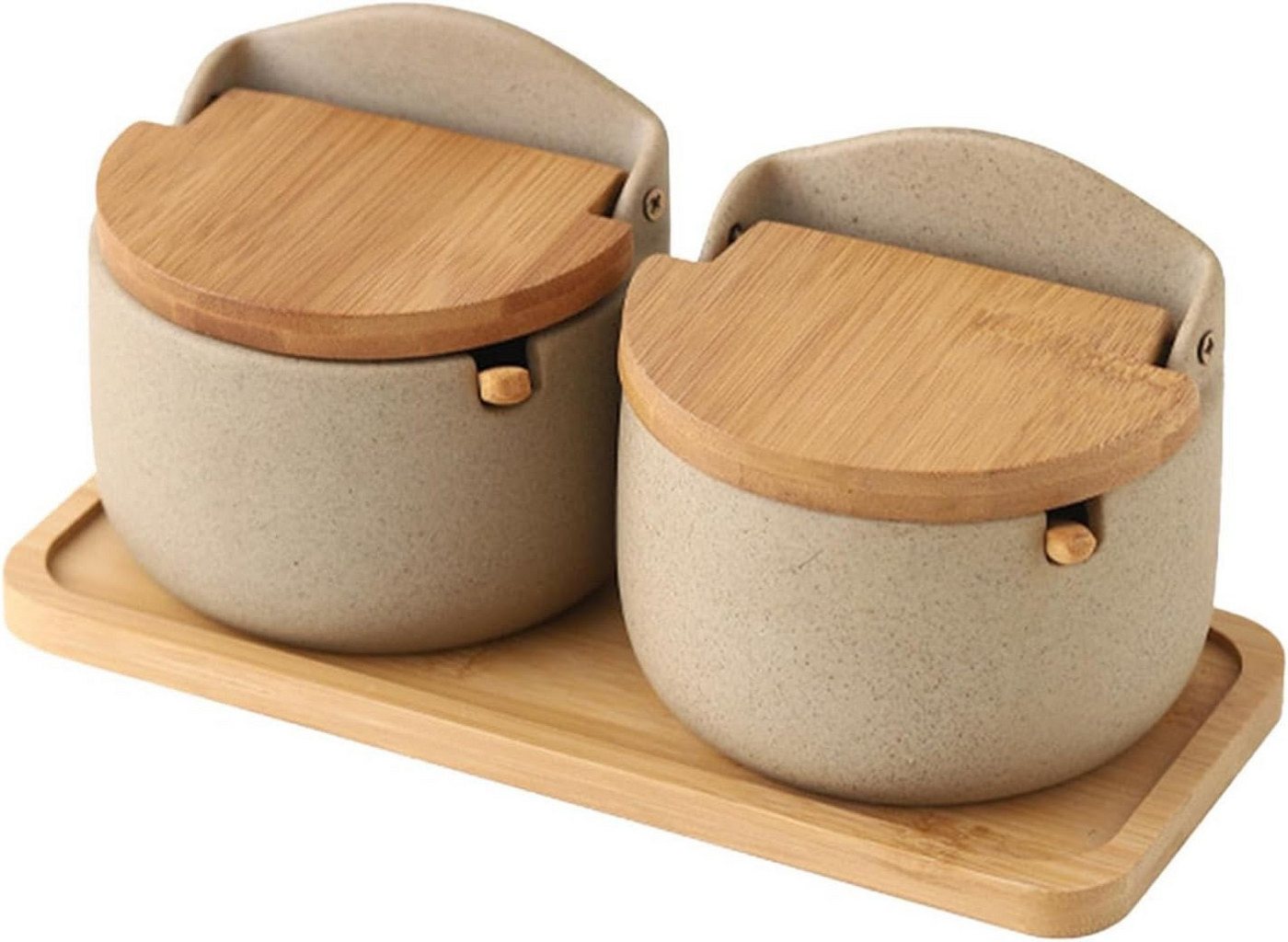 FELIXLEO Chilimühle 2er-Set Keramik Salzdosen mit Holzlöffel für Küche und Camping, (1 Stück) Bild 3