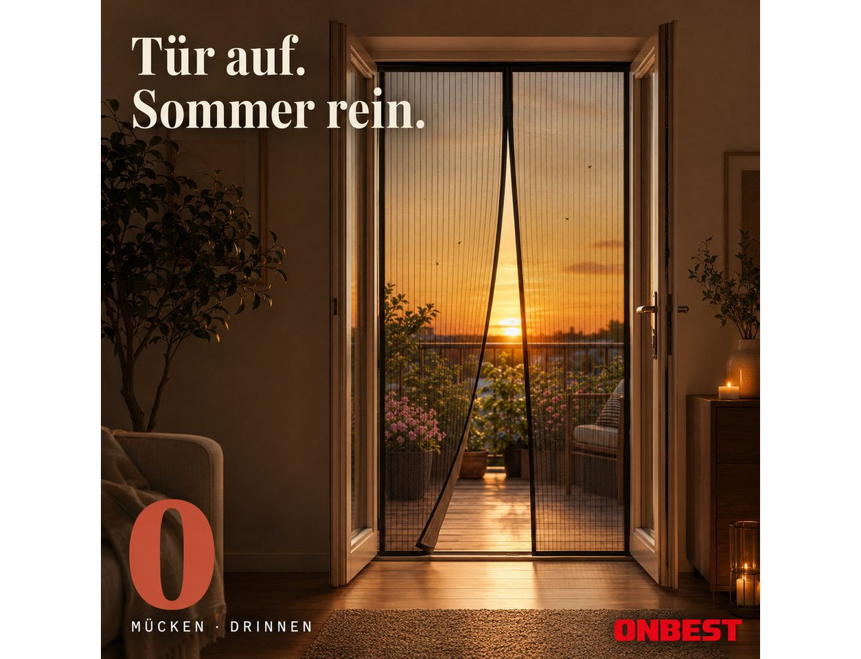 Onbest Insektenschutz-Fensterrahmen Fliegengitter Fliegenschutzgitter Magnet, Bohrfrei, mit Reißnägel, Balkon Terasse Tür Fenster Bild 5