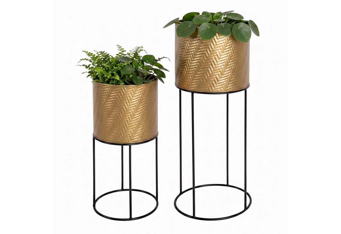 relaxdays Blumenständer Metall Blumenständer 2er Set, Gold-Schwarz Bild 4