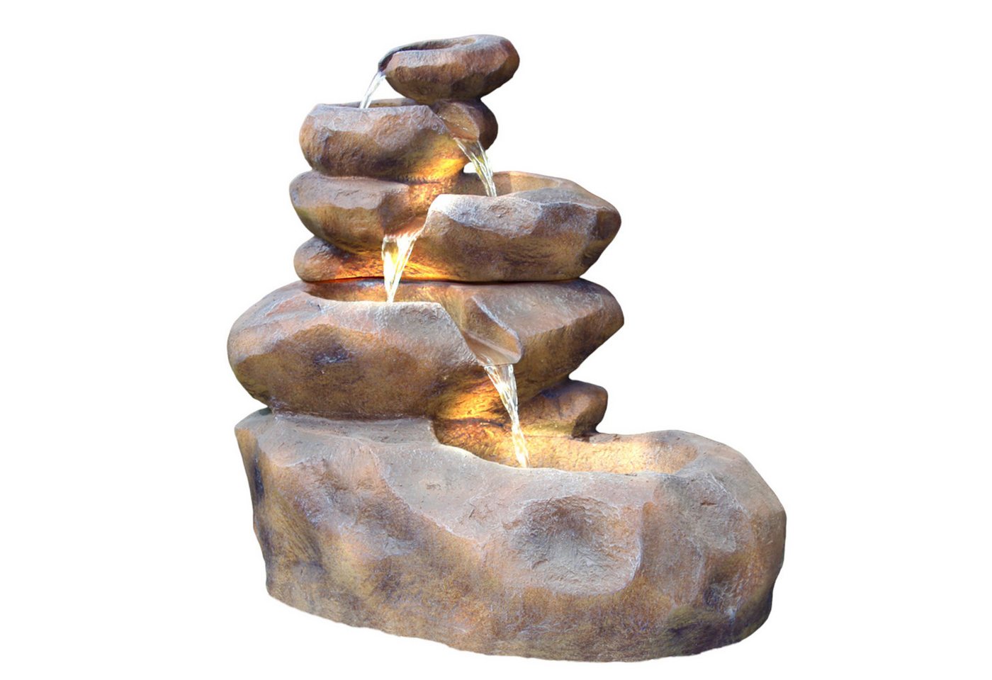 Arnusa Wasserfall Gartenbrunnen SB109 Große Kaskade in Steinoptik, (Komplett-Set, 2 tlg), Springbrunnen mit LED-Beleuchtung Bild 4